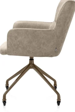 Best XOOON Sage, armstoel + wielen - alu frame in steelbrown - stof Oregon - beige