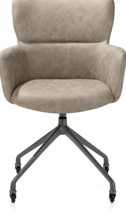 Discount XOOON Sage, armstoel + wielen - alu frame in graphiet - stof Oregon - beige