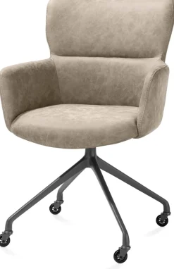 Discount XOOON Sage, armstoel + wielen - alu frame in graphiet - stof Oregon - beige