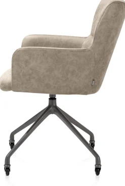 Discount XOOON Sage, armstoel + wielen - alu frame in graphiet - stof Oregon - beige