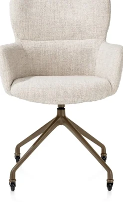 Best XOOON Sage, armstoel + wielen - alu frame in steelbrown - stof Luton - Creme