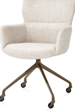 Best XOOON Sage, armstoel + wielen - alu frame in steelbrown - stof Luton - Creme