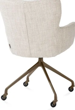 Best XOOON Sage, armstoel + wielen - alu frame in steelbrown - stof Luton - Creme