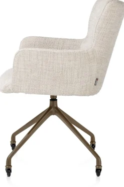 Best XOOON Sage, armstoel + wielen - alu frame in steelbrown - stof Luton - Creme