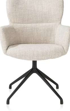 Online XOOON Sage, armstoel draaibaar - rough off black - stof Luton - Creme