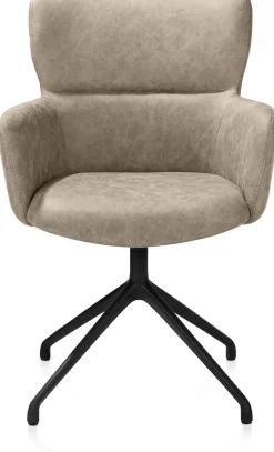 XOOON Sage, armstoel draaibaar - rough off black - stof Oregon - beige