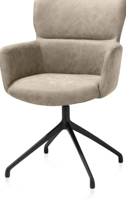 XOOON Sage, armstoel draaibaar - rough off black - stof Oregon - beige
