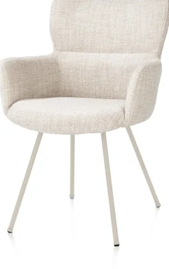 Best XOOON Sage, armstoel 4-pootjes creme - stof Luton - Creme