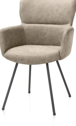 Online XOOON Sage, armstoel 4-pootjes graphiet - stof Oregon - beige