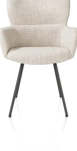 Sale XOOON Sage, armstoel 4-pootjes graphiet - stof Luton - Creme