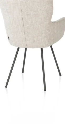 Sale XOOON Sage, armstoel 4-pootjes graphiet - stof Luton - Creme