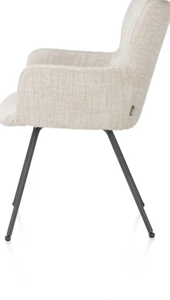 Sale XOOON Sage, armstoel 4-pootjes graphiet - stof Luton - Creme