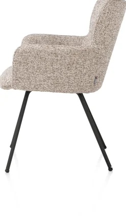 Outlet XOOON Sage, armstoel 4-pootjes rough off black - stof Luton - koper