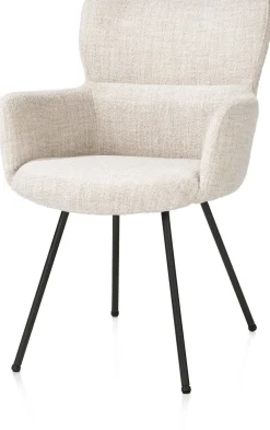 Best XOOON Sage, armstoel 4-pootjes rough off black - stof Luton - Creme