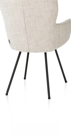 Best XOOON Sage, armstoel 4-pootjes rough off black - stof Luton - Creme