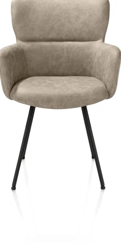 Clearance XOOON Sage, armstoel 4-pootjes rough off black - stof Oregon - beige