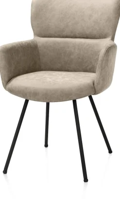 Clearance XOOON Sage, armstoel 4-pootjes rough off black - stof Oregon - beige