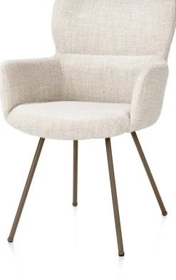 Discount XOOON Sage, armstoel 4-pootjes steelbrown - stof Luton - Creme