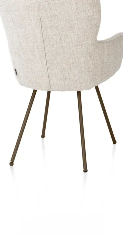 Discount XOOON Sage, armstoel 4-pootjes steelbrown - stof Luton - Creme