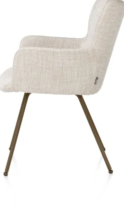 Discount XOOON Sage, armstoel 4-pootjes steelbrown - stof Luton - Creme