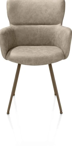 Hot XOOON Sage, armstoel 4-pootjes steelbrown - stof Oregon - beige