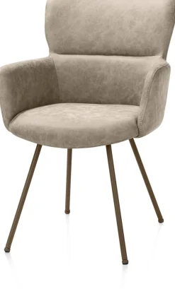 Hot XOOON Sage, armstoel 4-pootjes steelbrown - stof Oregon - beige