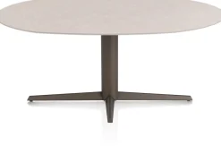 Clearance XOOON Saluti, EETKAMERTAFEL ELLIPS 180 X 105 CM. - CENTRALE POOT - STEELBROWN - Light sand