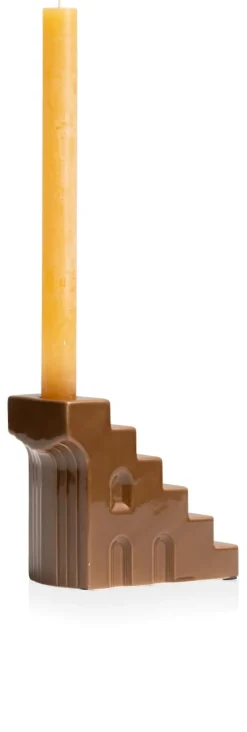 Discount XOOON Skira kandelaar (H11.8cm) in de kleur Bruin - COCOmaison