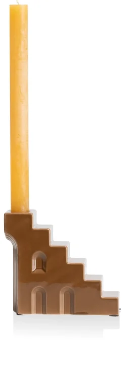 Discount XOOON Skira kandelaar (H11.8cm) in de kleur Bruin - COCOmaison