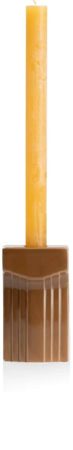 Discount XOOON Skira kandelaar (H11.8cm) in de kleur Bruin - COCOmaison
