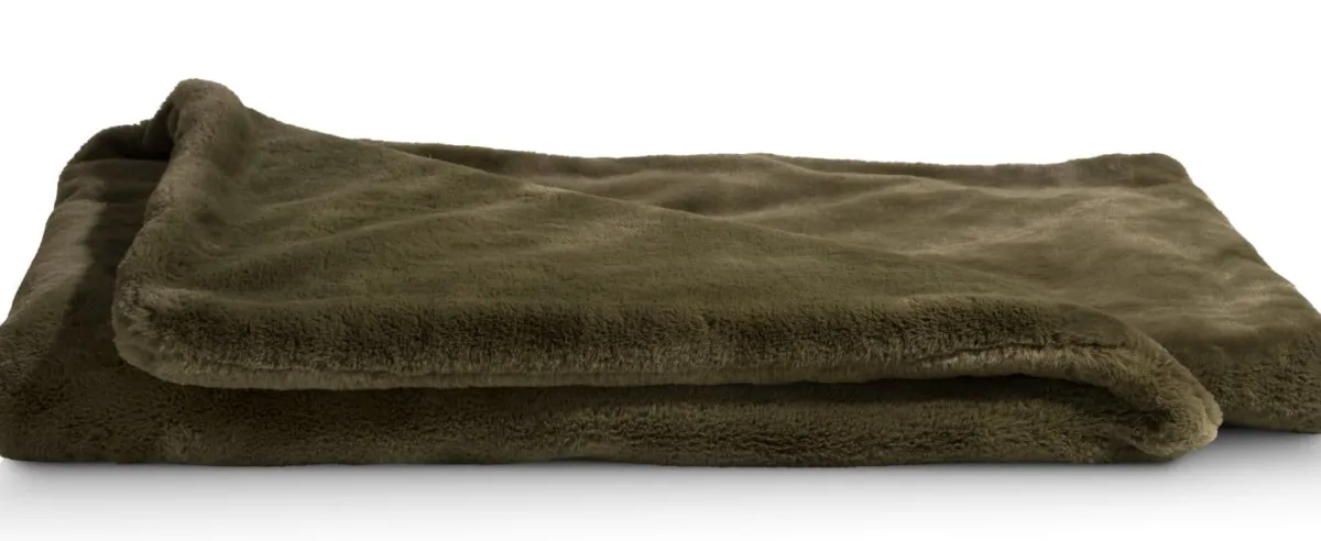 Online XOOON Timeless Evie plaid 130x160cm in de kleur Olijf - COCOmaison