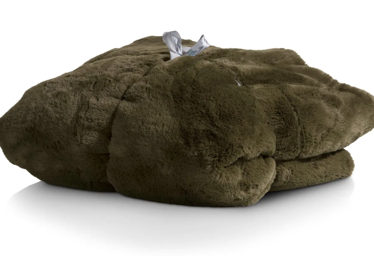 Online XOOON Timeless Evie plaid 130x160cm in de kleur Olijf - COCOmaison