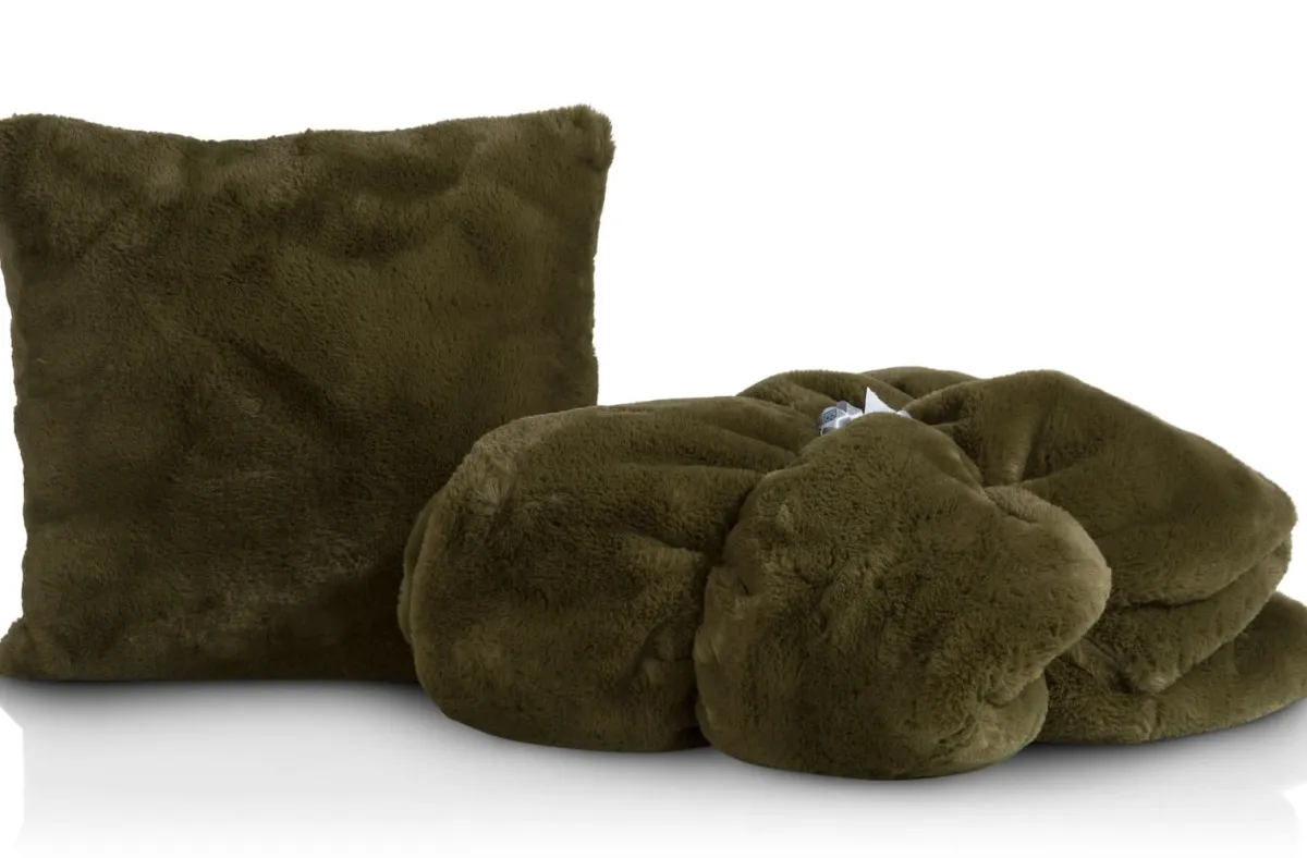 Online XOOON Timeless Evie plaid 130x160cm in de kleur Olijf - COCOmaison