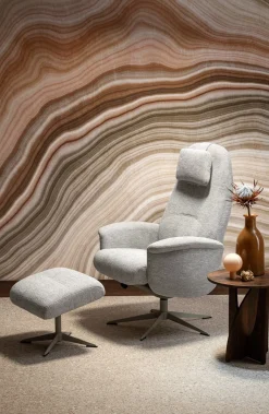 XOOON Tonale relax-fauteuil incl. poef in de kleur Kiezel -