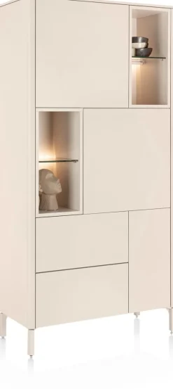 Best XOOON Trentino, Bergkast 95 cm. - 3-deuren + 2-laden + 4-niches - Creme