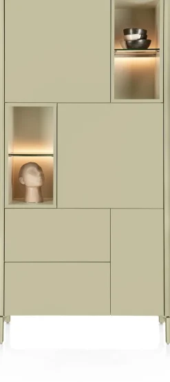 Clearance XOOON Trentino, Bergkast 95 cm. - 3-deuren + 2-laden + 4-niches - Olijf