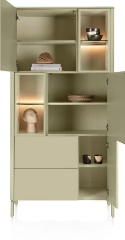 Clearance XOOON Trentino, Bergkast 95 cm. - 3-deuren + 2-laden + 4-niches - Olijf