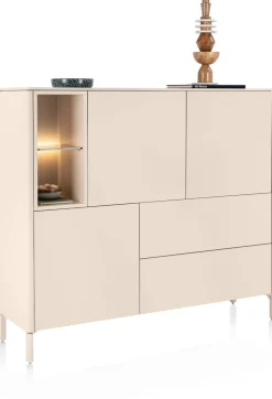 XOOON Trentino, Dressette 153 cm. - 3-deuren + 2-laden + 2-niches - Creme