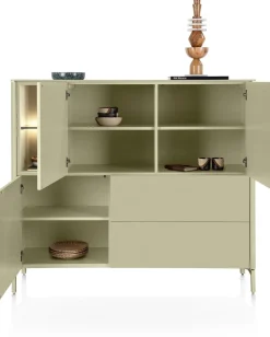 Sale XOOON Trentino, Dressette 153 cm. - 3-deuren + 2-laden + 2-niches - Olijf