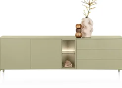 Clearance XOOON Trentino, Dressoir 240 cm. - 2-deuren + 3-laden + 2-niches - Olijf