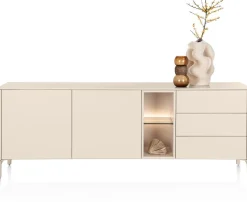 Online XOOON Trentino, Dressoir 210 cm. - 2-deuren + 3-laden + 2-niches - Creme
