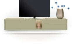 Best XOOON Trentino, Lowboard 240 cm. - 2-deuren + 2-laden + 1-niche - mdf gelakt - Olijf