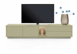 Best XOOON Trentino, Lowboard 240 cm. - 2-deuren + 2-laden + 1-niche - mdf gelakt - Olijf