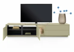 Best XOOON Trentino, Lowboard 240 cm. - 2-deuren + 2-laden + 1-niche - mdf gelakt - Olijf