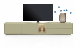 Best XOOON Trentino, Lowboard 270 cm. - 2-deuren + 2-laden + 1-niche - mdf gelakt - Olijf