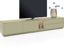 Best XOOON Trentino, Lowboard 270 cm. - 2-deuren + 2-laden + 1-niche - mdf gelakt - Olijf