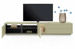 Best XOOON Trentino, Lowboard 270 cm. - 2-deuren + 2-laden + 1-niche - mdf gelakt - Olijf