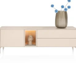 Outlet XOOON Trentino, Lowboard 180 cm. - 1-deur + 2-laden + 1-niche - mdf gelakt - Creme