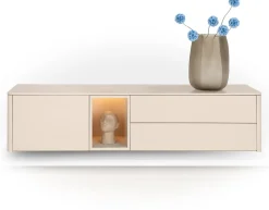 Outlet XOOON Trentino, Lowboard 180 cm. - 1-deur + 2-laden + 1-niche - mdf gelakt - Creme