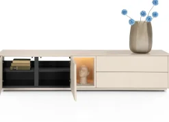 XOOON Trentino, Lowboard 210 cm. - 2-deuren + 2-laden + 1-niche - mdf gelakt - Creme